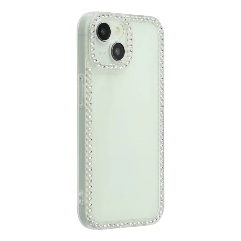Pour iPhone 15 Étui TPU avec Décoration de Strass, Coque Arrière Transparente, Découpe Précise