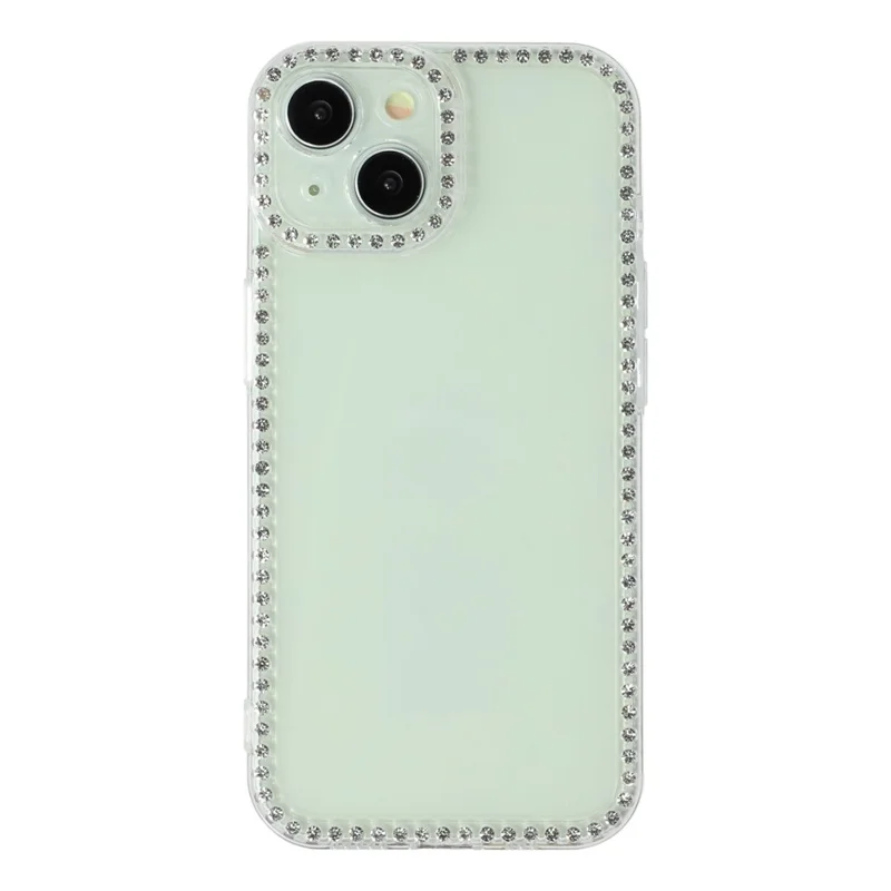Pour iPhone 15 Étui TPU avec Décoration de Strass, Coque Arrière Transparente, Découpe Précise