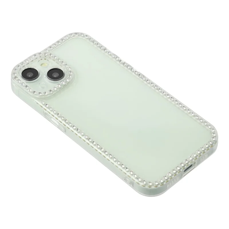 Pour iPhone 15 Étui TPU avec Décoration de Strass, Coque Arrière Transparente, Découpe Précise