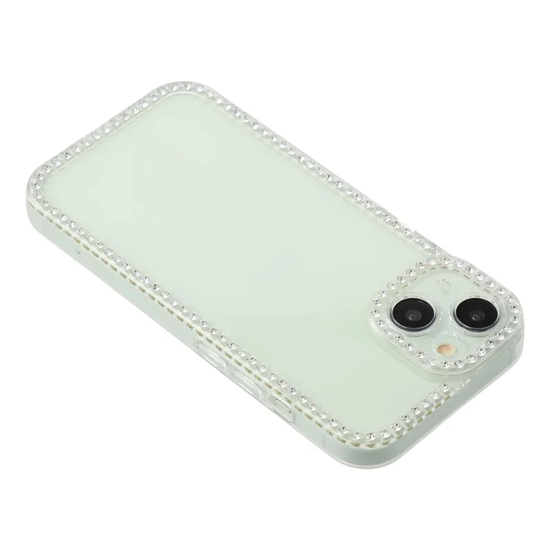 Pour iPhone 15 Étui TPU avec Décoration de Strass, Coque Arrière Transparente, Découpe Précise