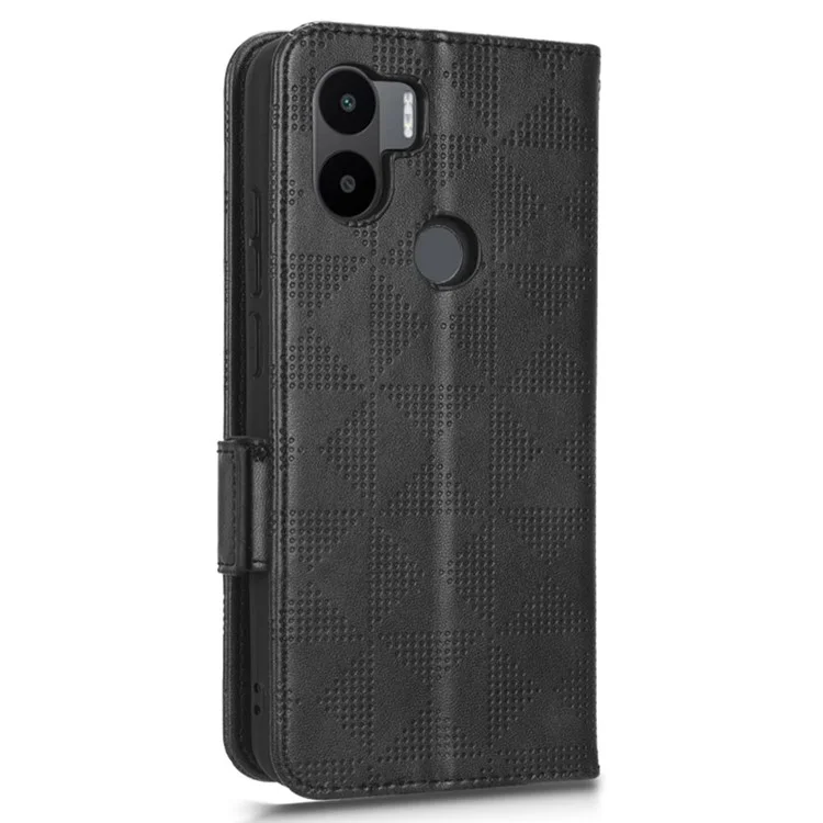 Para Xiaomi Redmi A1+ 4G Impresso Padrão de Couro PU Caixa de Couro Ponete de Proteção de Proteção Completa Com Alça de Mão - Preto