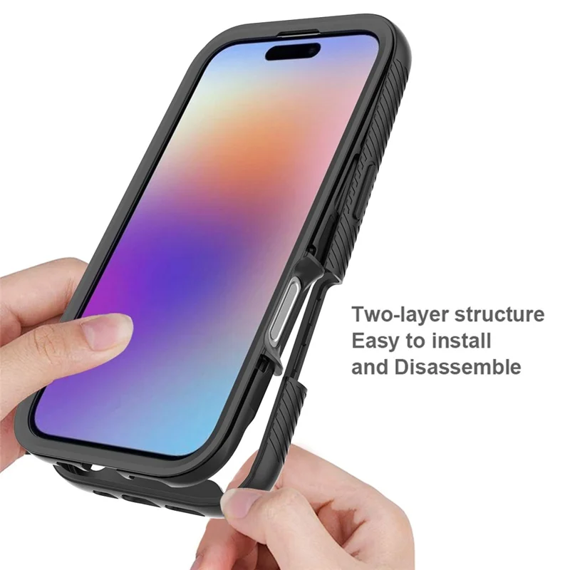 Прозрачный чехол для iPhone 17 из поликарбоната + ТПУ с защитной ПЭТ-пленкой для экрана - Черный