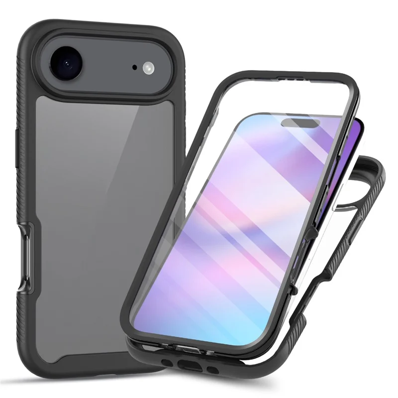 Clear Case for iPhone 17 Air PC + TPU Phone Back Cover with PET Screen Film - Black