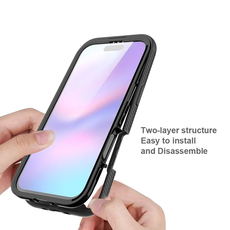 Clear Case for iPhone 17 Air PC + TPU Phone Back Cover with PET Screen Film - Black