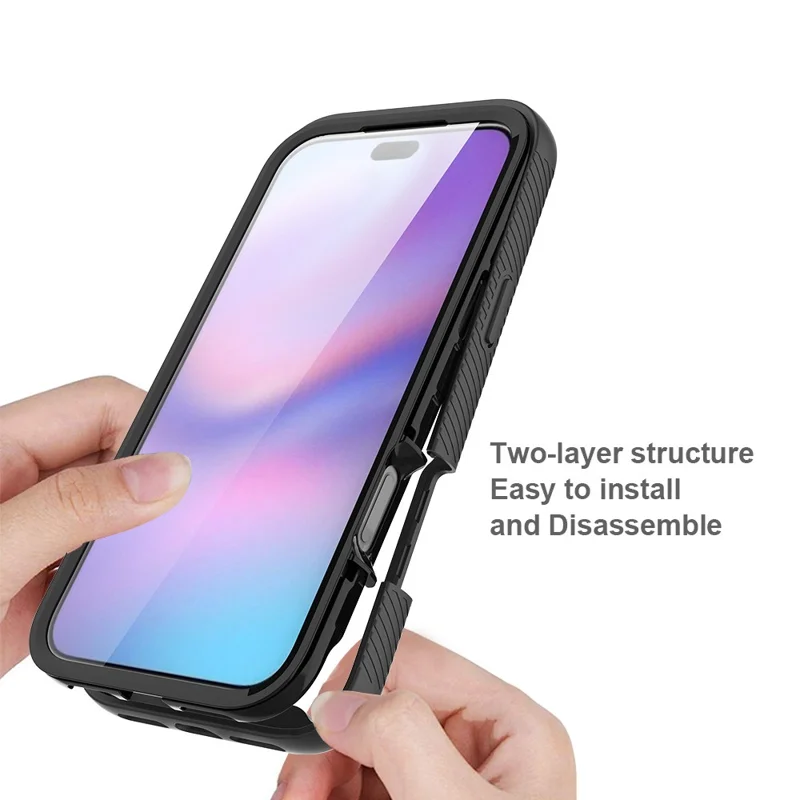 Прозрачный чехол для iPhone 17 Pro Max ПК + ТПУ Задняя крышка телефона с пленкой ПЭТ-экрана - Черный