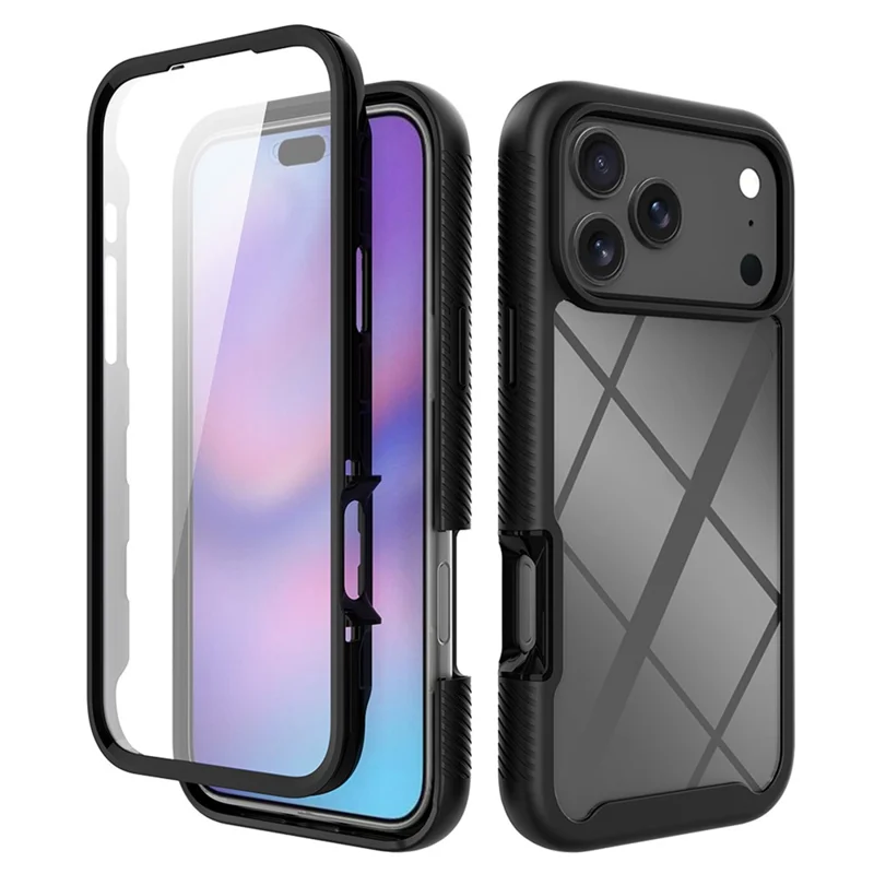 Clear Case for iPhone 17 Pro Max PC + TPU Phone Back Cover with PET Screen Film - Red