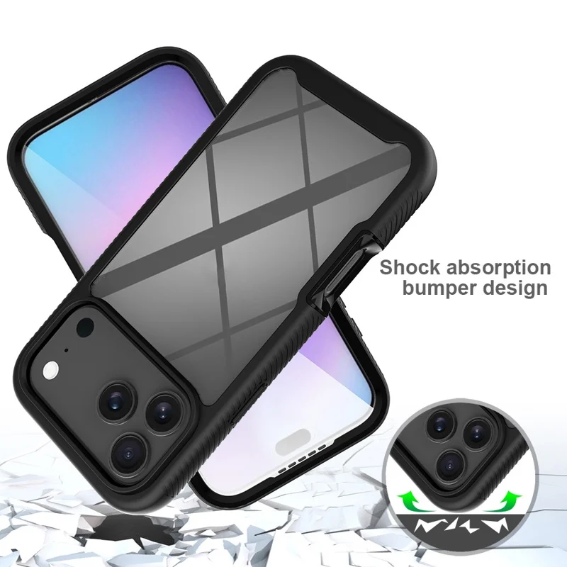 Clear Case for iPhone 17 Pro Max PC + TPU Phone Back Cover with PET Screen Film - Red