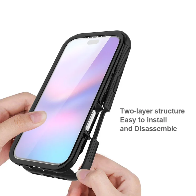 Прозрачный чехол для iPhone 17 Pro PC + TPU с защитной PET-плёнкой для экрана - Черный