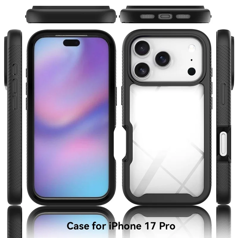 For iPhone 17 Pro Case Anti Drop 2 in 1 PC + TPU Phone Cover - Black