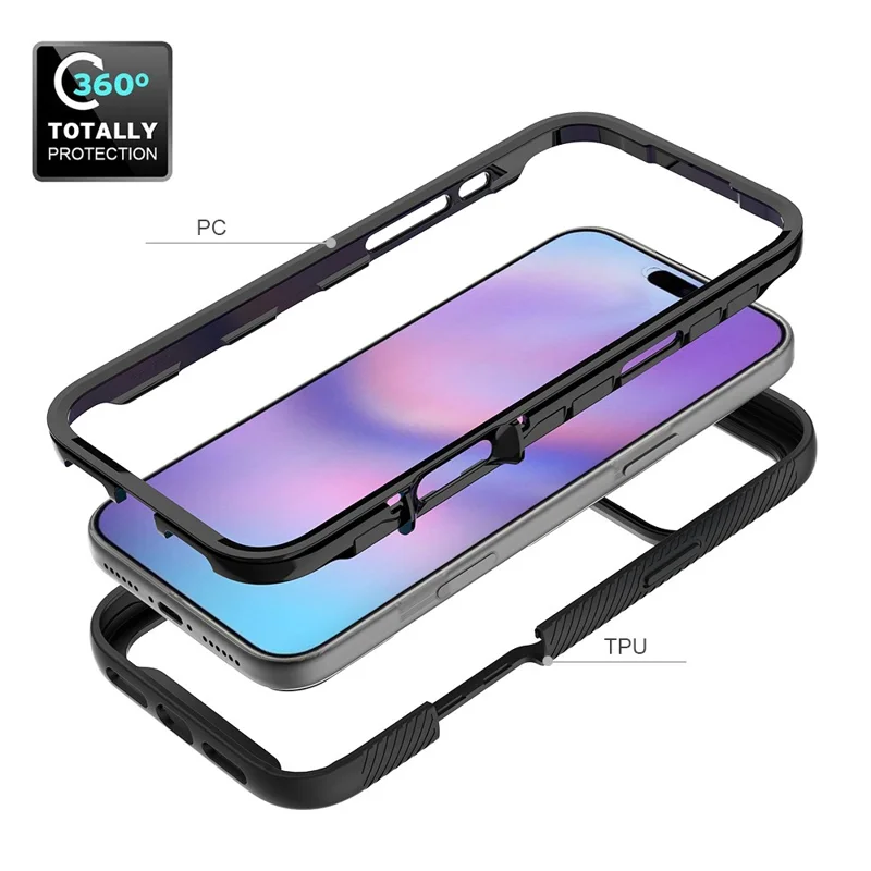 For iPhone 17 Pro Max Case Anti Drop 2 in 1 PC + TPU Phone Cover - Black