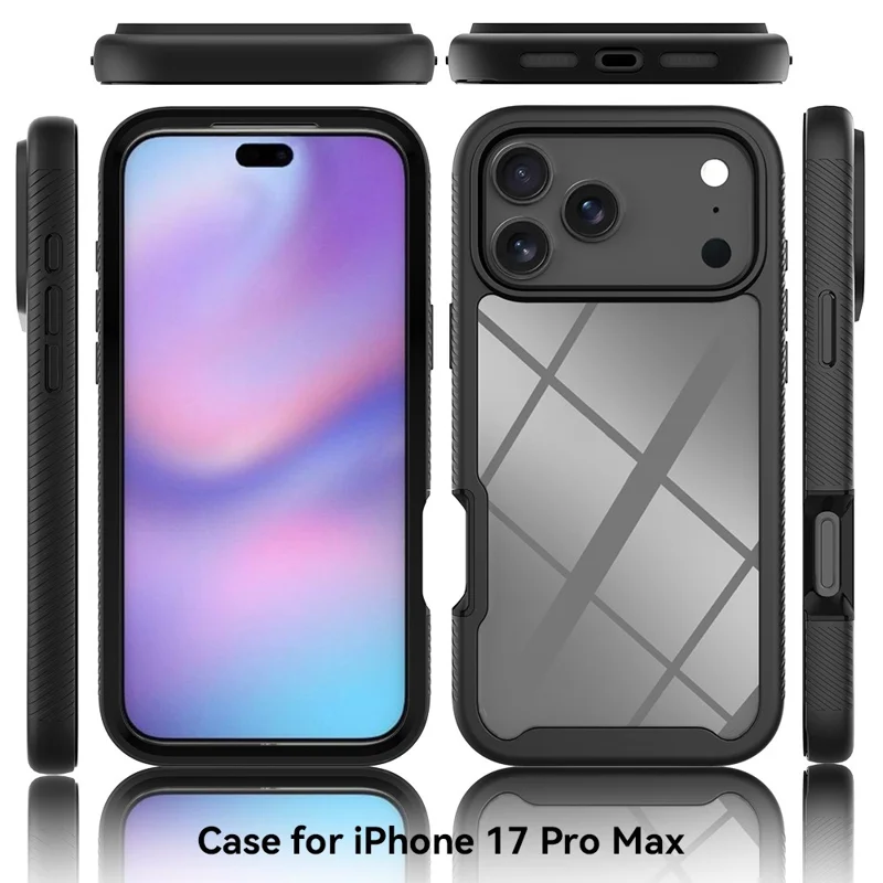 For iPhone 17 Pro Max Case Anti Drop 2 in 1 PC + TPU Phone Cover - Black