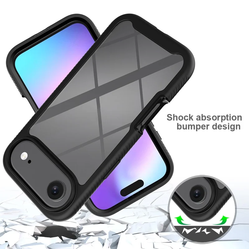 Funda Antigolpes para iPhone 17 Air, Carcasa 2 en 1 de PC + TPU - Negro