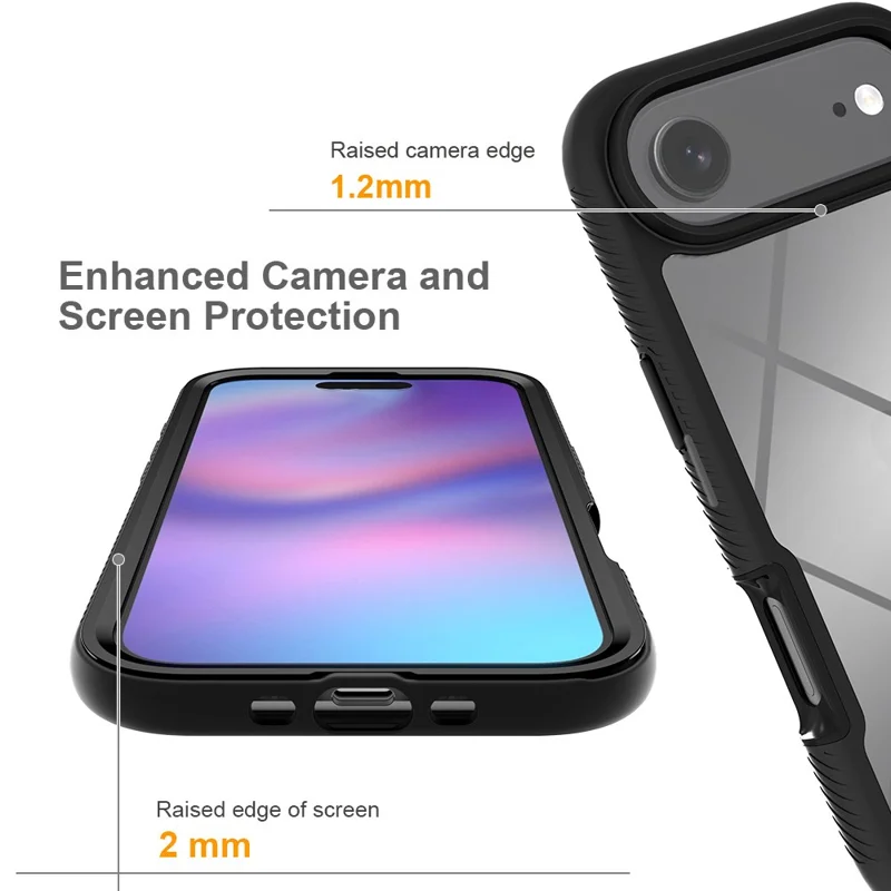Funda Antigolpes para iPhone 17 Air, Carcasa 2 en 1 de PC + TPU - Negro