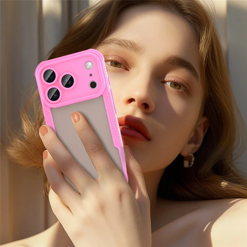 Für iPhone 17 Pro Hülle PC + TPU Halbtransparent Matt Schutzhülle Handycover - Rosa