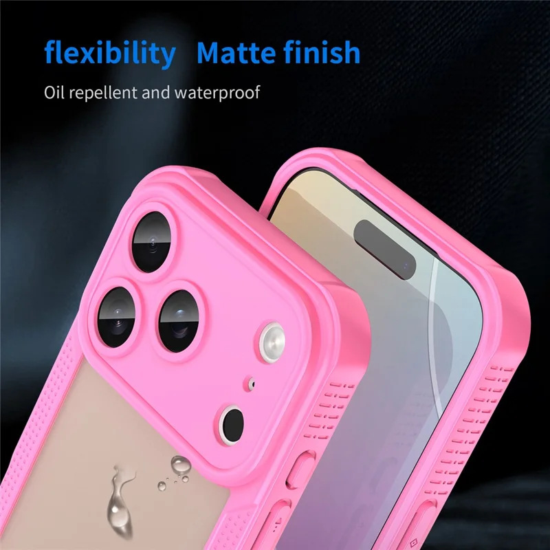 Für iPhone 17 Pro Hülle PC + TPU Halbtransparent Matt Schutzhülle Handycover - Rosa