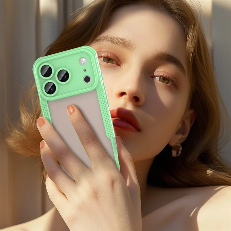 For iPhone 17 Pro Max Case PC + TPU Semi-Transparent Frosted Finish Protective Phone Cover - Green