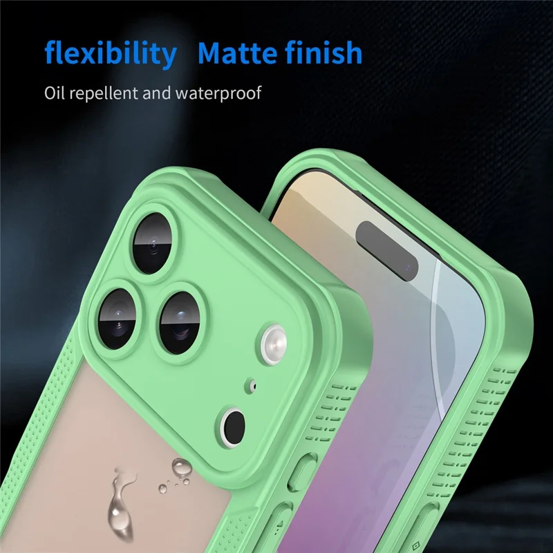 For iPhone 17 Pro Max Case PC + TPU Semi-Transparent Frosted Finish Protective Phone Cover - Green