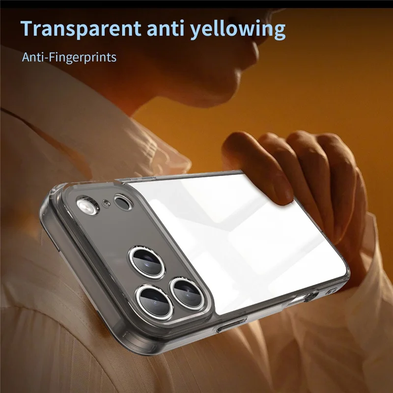 For iPhone 17 Pro Max Case TPU + Acrylic Phone Back Cover Anti Yellowing - Black