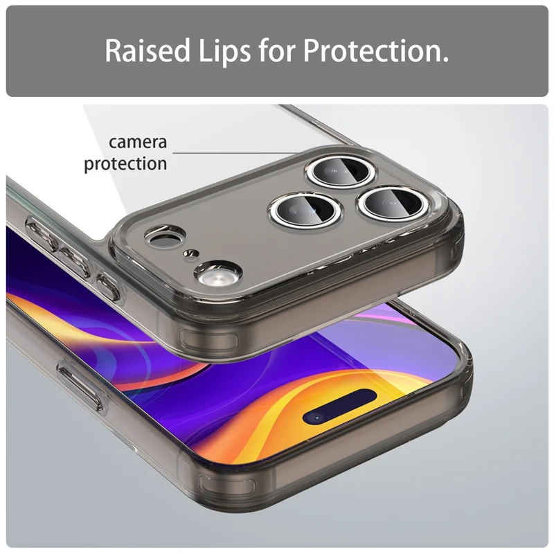 For iPhone 17 Pro Max Case TPU + Acrylic Phone Back Cover Anti Yellowing - Black