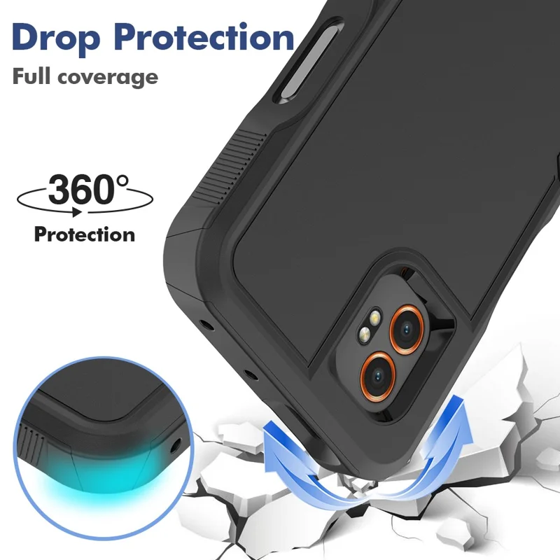 For Samsung Galaxy XCover7 Pro Case 2 in 1 PC + TPU Shockproof Phone Cover - Black