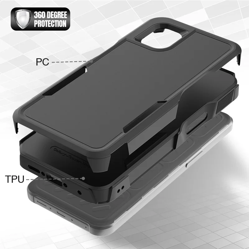 For Samsung Galaxy XCover7 Pro Case 2 in 1 PC + TPU Shockproof Phone Cover - Black