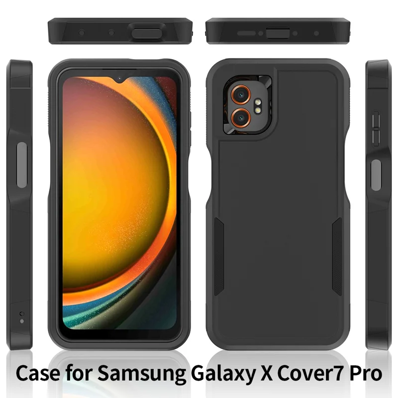 For Samsung Galaxy XCover7 Pro Case 2 in 1 PC + TPU Shockproof Phone Cover - Black