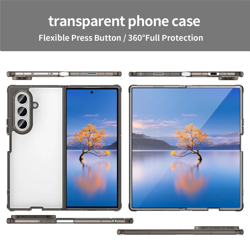 Чехол для Samsung Galaxy Z Fold7 5G из ТПУ + акрила с защитой от пожелтения - Черный