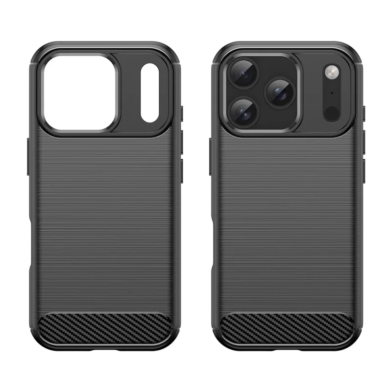 For iPhone 17 Pro Case Protective Phone Cover Carbon Fiber Texture Brushed - Black