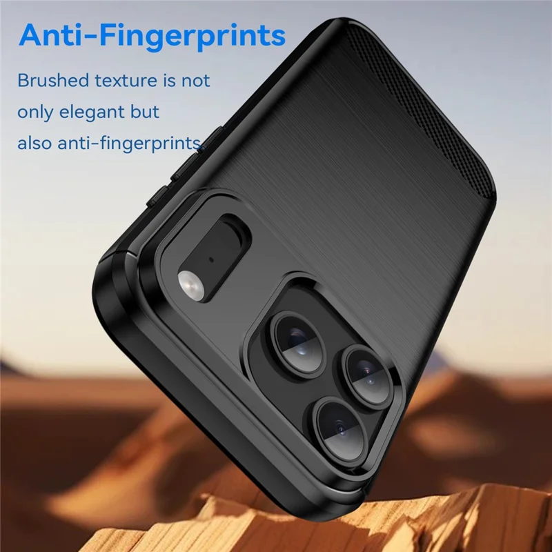 For iPhone 17 Pro Case Protective Phone Cover Carbon Fiber Texture Brushed - Black