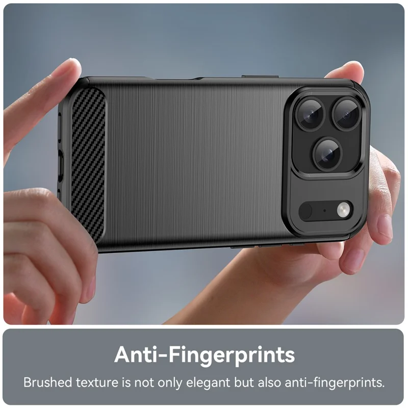 For iPhone 17 Pro Case Protective Phone Cover Carbon Fiber Texture Brushed - Black