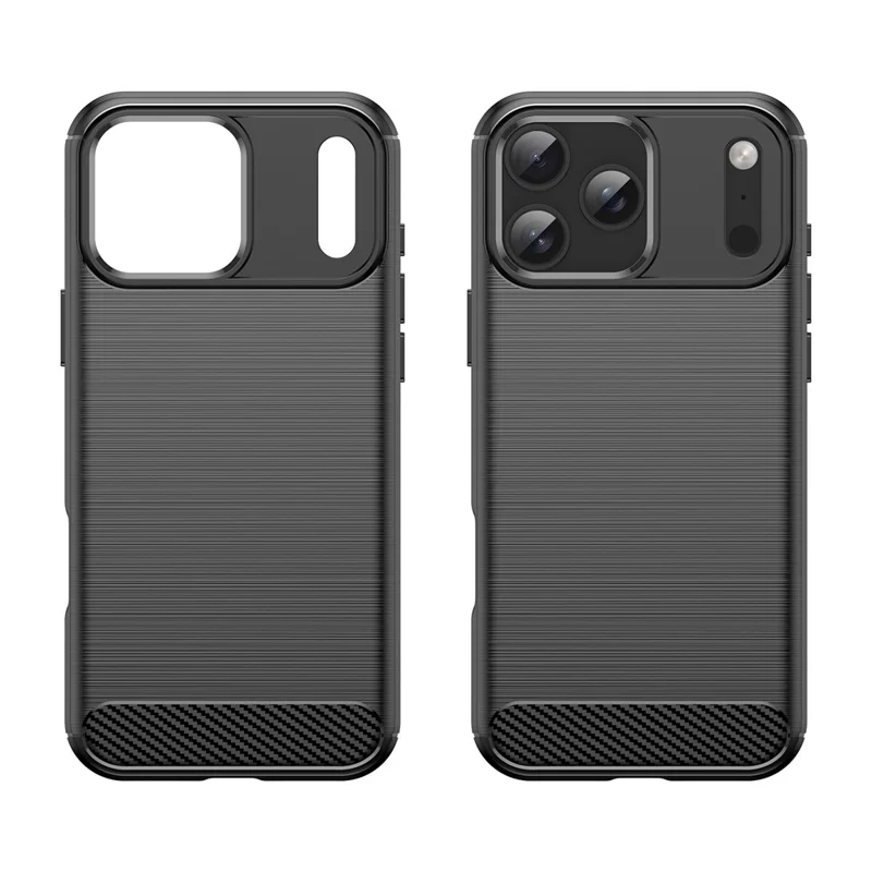 Чехол для iPhone 17 Pro Max Защитный Чехол для телефона Текстура из углеродного волокна с щетинистой отделкой - Черный