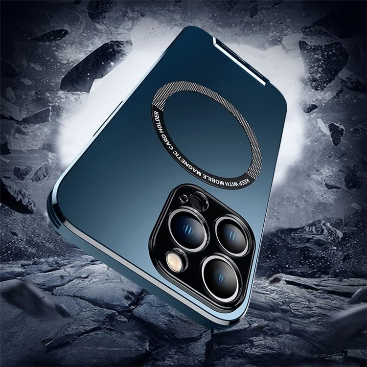 Prise en Charge du Boîtier de Téléphone Pour L'iphone 14 Pro Max, Compatible Avec Magsafe Drop Protection Aluminium Alloy + Tpu + pc Phone Protector Cover - Bleu