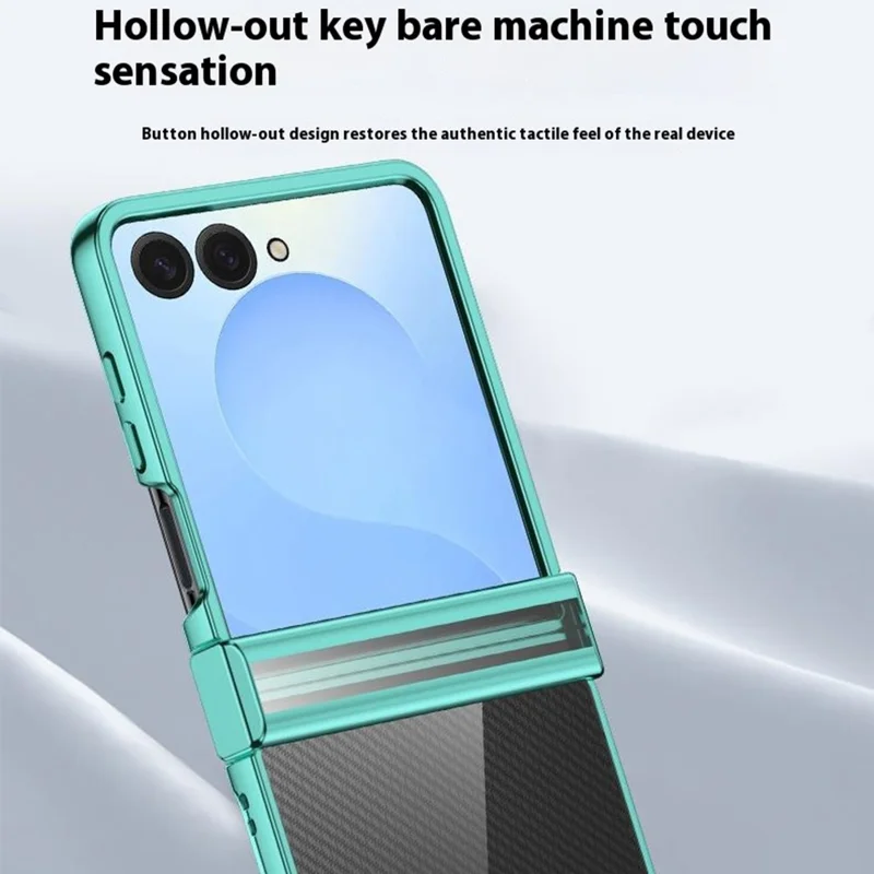 For Samsung Galaxy Z Flip7 5G Case Hinge Design Electroplating PC Clear Phone Cover - Black