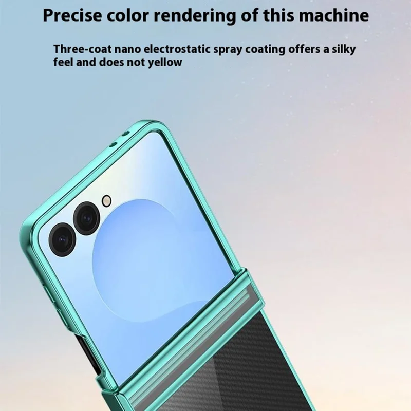 For Samsung Galaxy Z Flip7 5G Case Hinge Design Electroplating PC Clear Phone Cover - Black