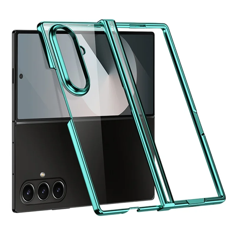 Funda para Samsung Galaxy Z Fold7 5G con Diseño de Bisagra, Electrochapado en PC, Carcasa Transparente - Verde