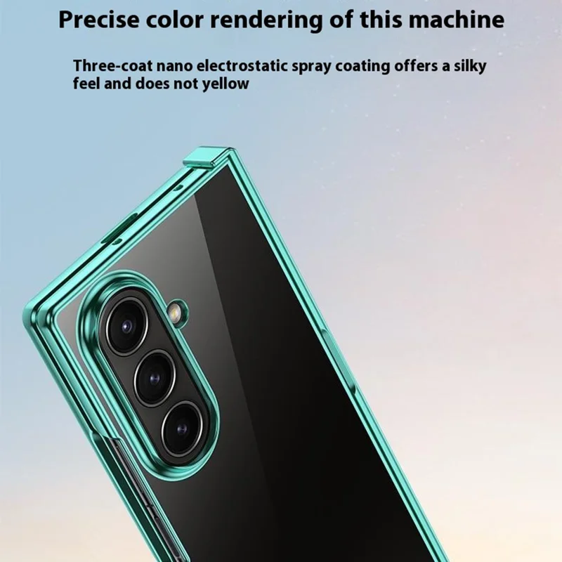 Funda para Samsung Galaxy Z Fold7 5G con Diseño de Bisagra, Electrochapado en PC, Carcasa Transparente - Verde