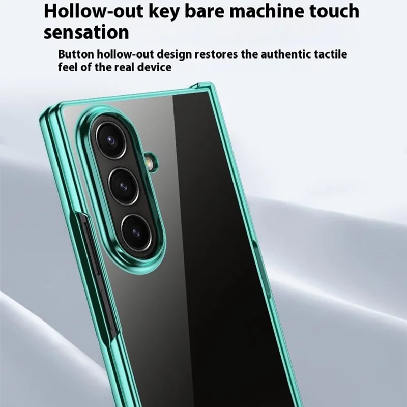 Funda para Samsung Galaxy Z Fold7 5G con Diseño de Bisagra, Electrochapado en PC, Carcasa Transparente - Verde