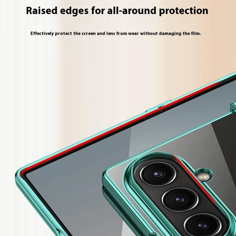 Funda para Samsung Galaxy Z Fold7 5G con Diseño de Bisagra, Electrochapado en PC, Carcasa Transparente - Verde
