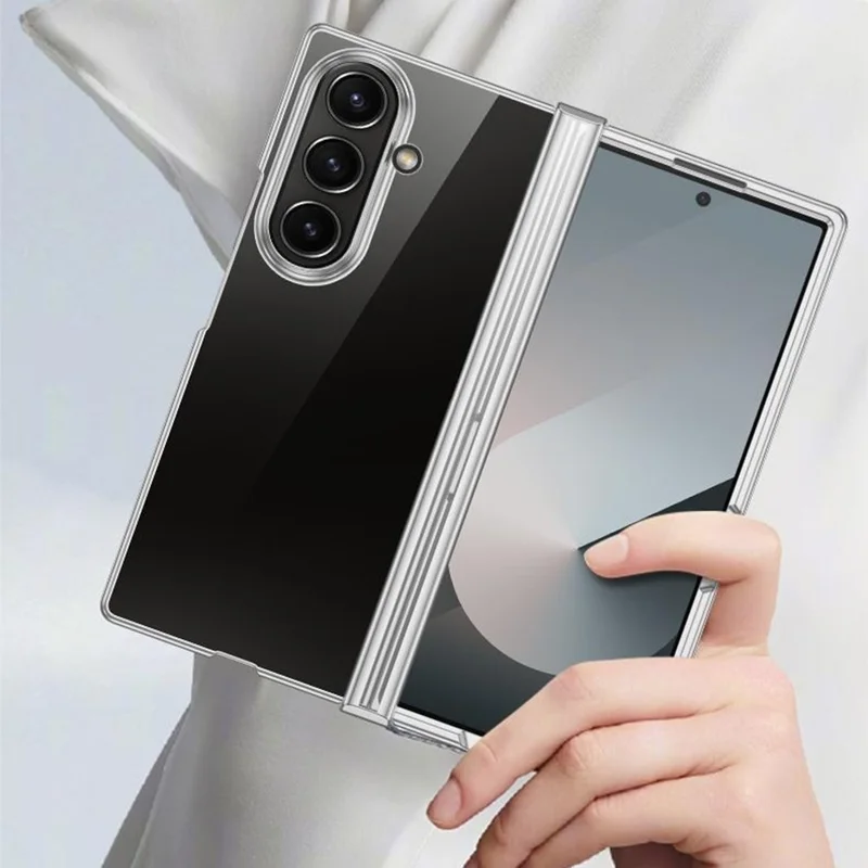 Funda para Samsung Galaxy Z Fold7 5G con Diseño de Bisagra, Electrochapado en PC, Carcasa Transparente - Verde