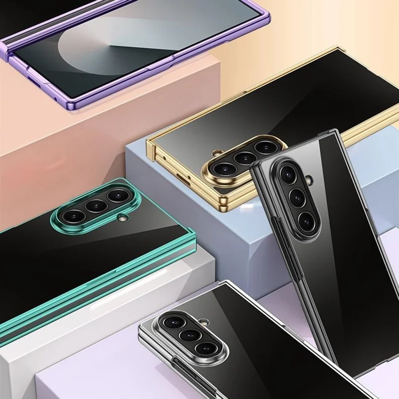 Funda para Samsung Galaxy Z Fold7 5G con Diseño de Bisagra, Electrochapado en PC, Carcasa Transparente - Verde