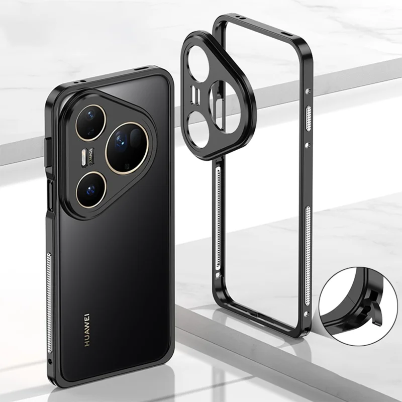 For Huawei Pura 80 Ultra Bumper Cases Metal Frame Heat Dissipation Cover with Lens Protector - Black