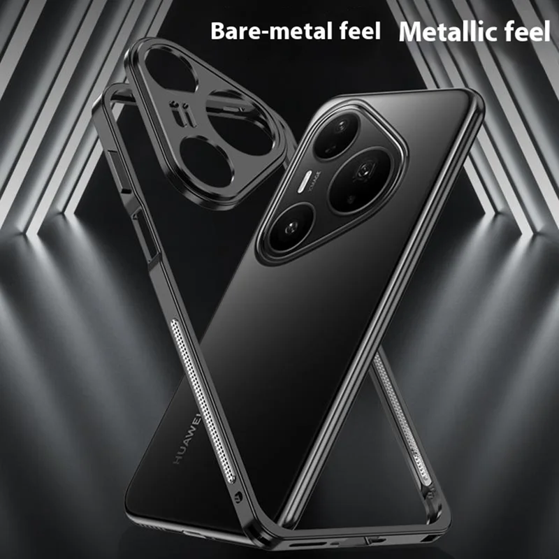 For Huawei Pura 80 Ultra Bumper Cases Metal Frame Heat Dissipation Cover with Lens Protector - Black