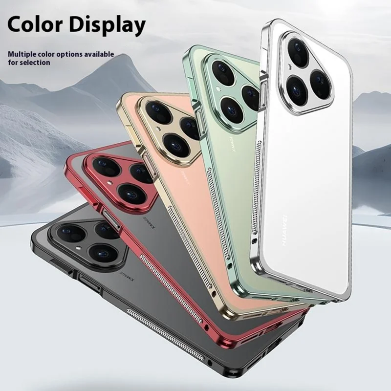 For Huawei Pura 80 Bumper Cases Metal Frame Heat Dissipation Cover with Lens Protector - Black
