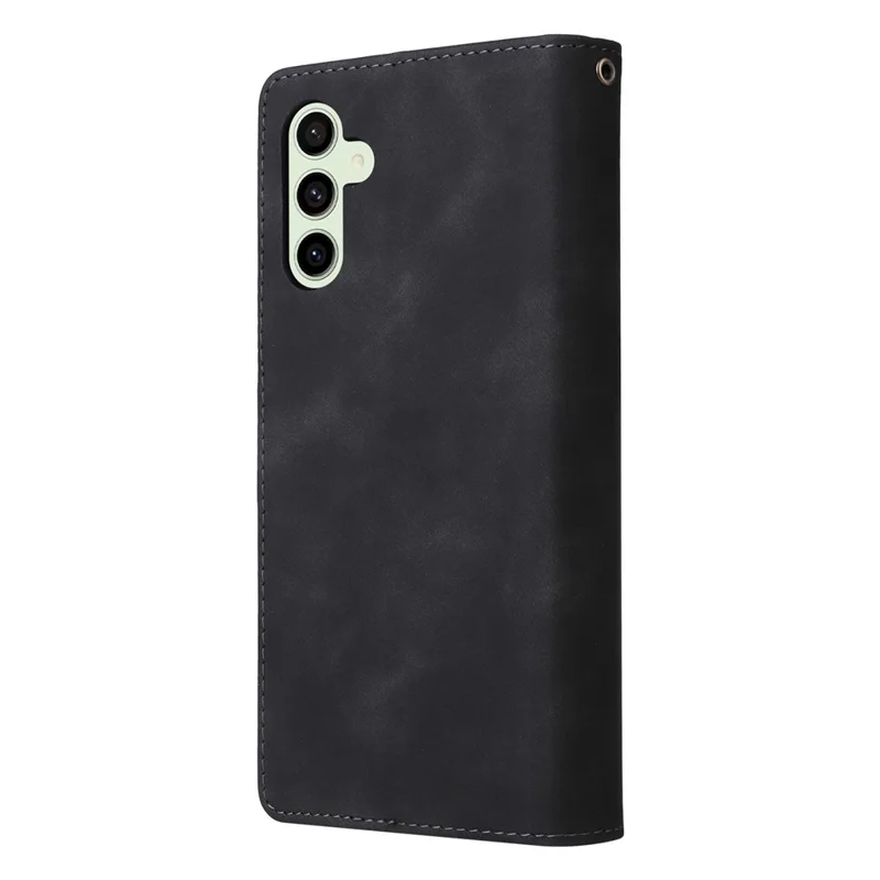 For Samsung Galaxy S25 FE Case Zipper Wallet Multiple Card Slots Leather Phone Cover with Wrist Strap