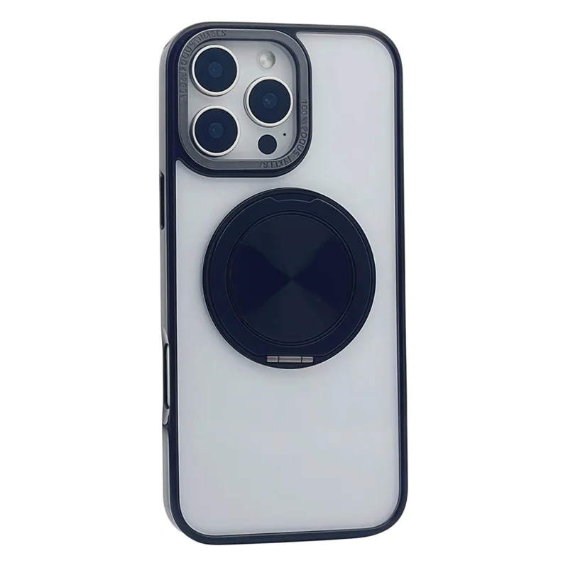 For iPhone 15 Pro Max Magnetic Case Acrylic TPU Phone Back Cover with Kickstand - Black