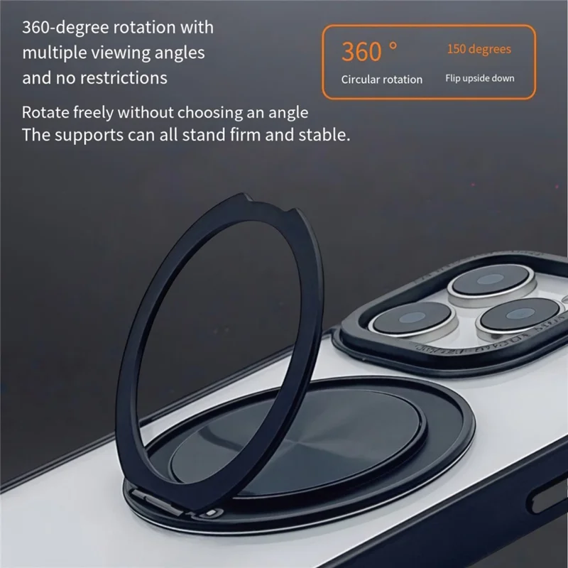 For iPhone 15 Pro Max Magnetic Case Acrylic TPU Phone Back Cover with Kickstand - Black