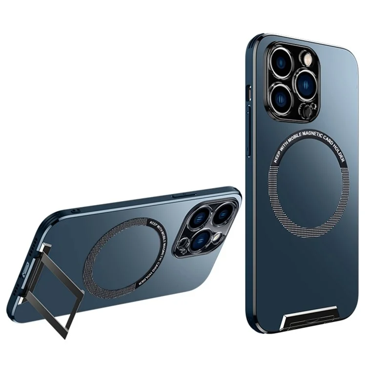 Phone Case for iPhone 13 Pro 6.1 inch, Kickstand Anti-Drop Aluminum Alloy+TPU+PC Phone Protector Compatible with MagSafe - Blue