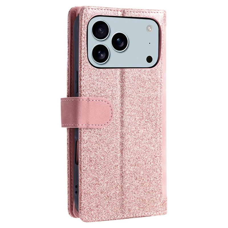 For iPhone 17 Pro Max Case 9 Card Slots Zipper Wallet PU Leather Phone Cover with Wrist Strap - Rose Gold