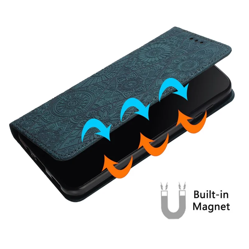 For Samsung Galaxy A07 4G Case Imprinted Flower Wallet Stand Leather Phone Cover - Blue