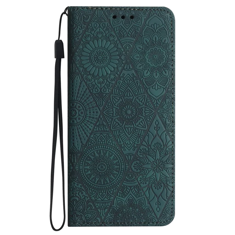 For Samsung Galaxy A07 4G Case Imprinted Flower Wallet Stand Leather Phone Cover - Blue